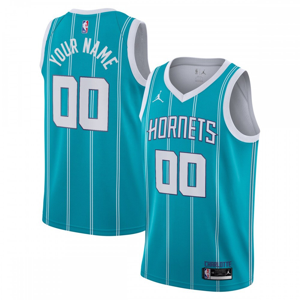 Charlotte Hornets Jordan Brand 2020/21 Swingman Custom Jersey - Icon Edition - Teal-Pro Kit Vault | Brand New 26/27 Sports Jerseys